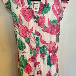 Draper James White Dress with Pink & Green Floral Print